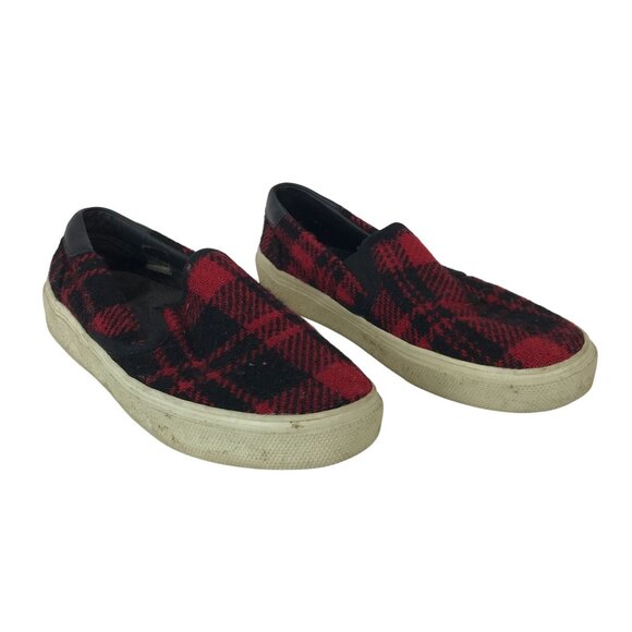 YVES SAINT LAURENT ~ WOMENS 38 ~ TWEED BUFFALO PLAID PARIS SLIP ON SHOE LOAFER - Picture 1 of 8